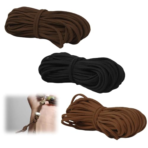 3 Farben Lederband Lederschnur mit 100 Verschlüssen, 10 m x 3 mm Faux Wildleder Lederbänder für DIY Schmuck, Armbänder, Halsketten in Khaki, Braun und Schwarz 3 Farben Lederband Lederschnur mit 100 Verschlüssen, 10 m x 3 mm Faux Wildleder Lederbänder für DIY Schmuck, Armbänder, Halsketten in Khaki, Braun und Schwarz von cxxtkcxxlc