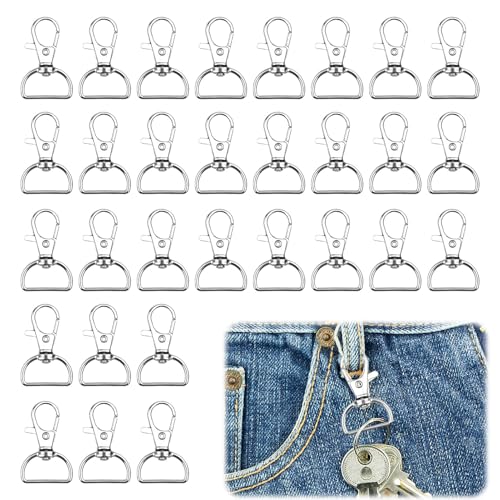 30 Stück Schlüsselanhänger Karabiner mit D-Ring, Schlüsselanhänger Haken, für Schlüsselanhänger, Handwerksarbeiten und Diy-Projekte (2cm Innenbreite) von cxxtkcxxlc