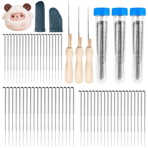 Filznadeln Set für Einsteiger, 3 Größen Filzen Nadeln mit 3PCS Filz Holzgriff Werkzeug und 3 Klare Flaschen für zum Trockenfilzen, kreatives Wolle Filzen Filznadeln Set für Einsteiger, 3 Größen Filzen Nadeln mit 3PCS Filz Holzgriff Werkzeug und 3 Klare Flaschen für zum Trockenfilzen, kreatives Wolle Filzen von cxxtkcxxlc