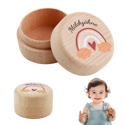 cxxtkcxxlc Zahndose Milchzähne Mädchen Jungen, Milchzahndose zur Taufe und Geburtstag Geschenke für Neue Eltern (Regenbogen) von cxxtkcxxlc