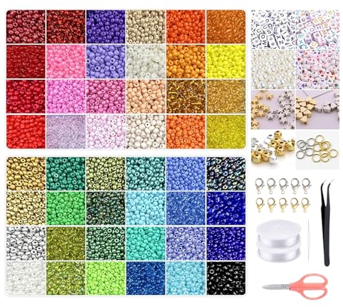 cyancommerce 17180 Stück 3mm Perlen für Armbänder DIY perlen zum auffädeln Armbänder selber machen Perlensets für Mädchen Glasperlen zum auffädeln von cyancommerce