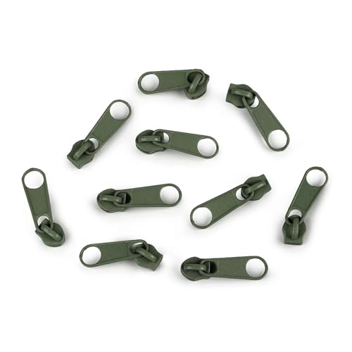 cyclingcolors 10x Reissverschluss Zipper N°3 Schieber Reißverschluss Reparatur Ersatz Zipper für Jacken Koffer Ruckäcke aus Metall, Grüngrau von cyclingcolors