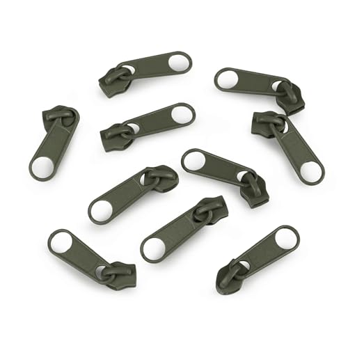 cyclingcolors 10x Reissverschluss Zipper N°5 Schieber Reißverschluss Reparatur Ersatz Zipper für Jacken Koffer Ruckäcke aus Metall, grüne olive von cyclingcolors