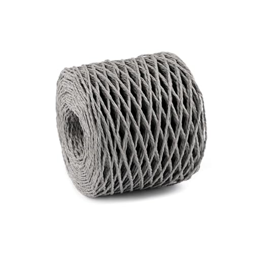 cyclingcolors 1x Raffiabast Raffia Papierschnur 1,5 mm 200 m für Geschenkverpackung Weihnachten Hochzeit Geburtstag Bastelprojekten Dekorieren Weben Gärtnern, Grau von cyclingcolors