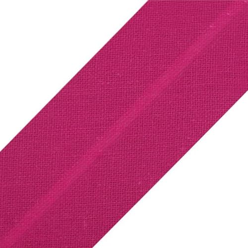 cyclingcolors 1x Schrägband aus 100% Baumwolle Breite 20 mm Länge 25 m Hochwertiges Einfassband Baumwollband Schrägband Ideal zum DIY, Dunkelfuchsia von cyclingcolors