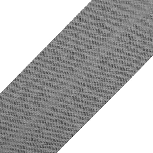 cyclingcolors 1x Schrägband aus 100% Baumwolle Breite 20 mm Länge 25 m Hochwertiges Einfassband Baumwollband Schrägband Ideal zum DIY, Mattgrau von cyclingcolors