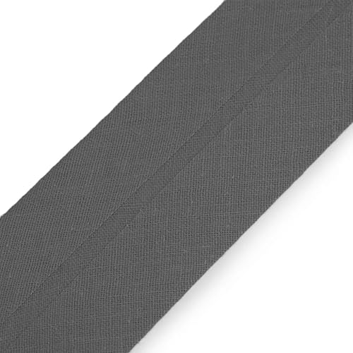 cyclingcolors 1x Schrägband aus 100% Baumwolle Breite 40 mm Länge 25 m Hochwertiges Einfassband Baumwollband Schrägband Ideal zum DIY, Mattgrau von cyclingcolors