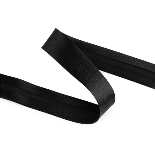 cyclingcolors 1x Schrägband aus 100% Polyester Breite 20 mm Länge 25 m Hochwertiges Einfassband Baumwollband Schrägband Ideal zum DIY, Schwarz von cyclingcolors