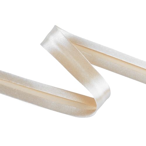 cyclingcolors 1x Schrägband aus 100% Polyester Breite 20 mm Länge 25 m Hochwertiges Einfassband Baumwollband Schrägband Ideal zum DIY, leichte Creme von cyclingcolors