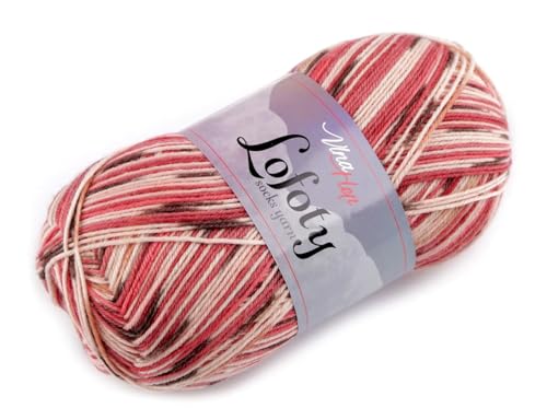 cyclingcolors Strickgarn für Socken warme Wolle Hygge Norwegisch Skandinavisch 100 g Länge 420 m, rot von cyclingcolors