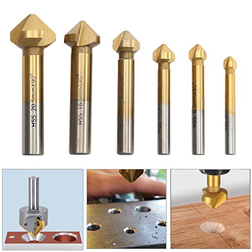 6 tlg. 90° Kegelsenker Satz Set HSS Senker mit Automatik Center Loch mit Titan-Beschichtungen Ø 6,3-20,5 mm Kegelsenkersatz Senkbohrer 6 tlg. 90° Kegelsenker Satz Set HSS Senker mit Automatik Center Loch mit Titan-Beschichtungen Ø 6,3-20,5 mm Kegelsenkersatz Senkbohrer von Techfection