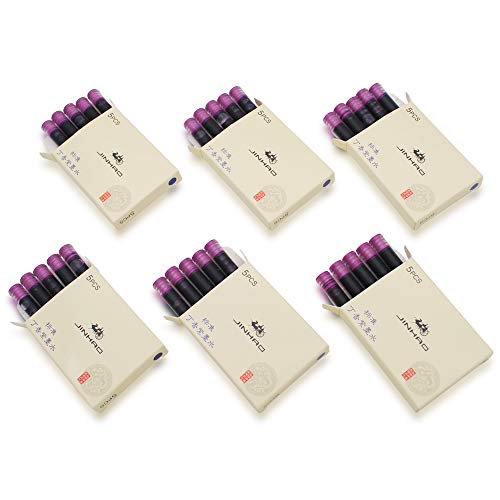 6er-Pack (30 Stück) JINHAO Tintenpatronen Füllfederhalter Nachfüllungen für JINHAO und Baoer Stift Standardgröße (Bläuliches Violett) von czxwyst