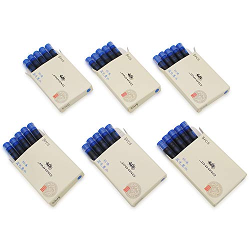 6er-Pack (30 Stück) JINHAO Tintenpatronen Füllfederhalter Nachfüllungen für JINHAO und Baoer Stift Standardgröße (Blau) von czxwyst