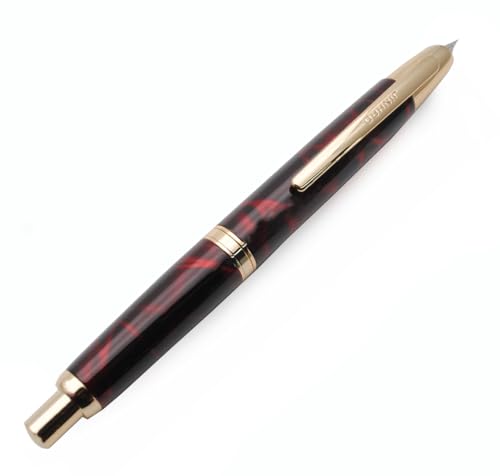 JINHAO 10 Presse Füllfederhalter Hinziehbarer Metallstift (EF Feder 0,38 mm, Agat Rot) von czxwyst