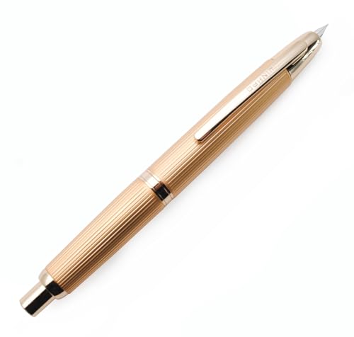 JINHAO 10 Presse Füllfederhalter Hinziehbarer Metallstift (EF Feder 0,38 mm, Streifen Golden) von czxwyst