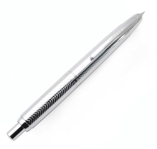 JINHAO 10 Presse Füllfederhalter Hinziehbarer Metallstift (EF Feder 0,38 mm, Wellig Silber) von czxwyst
