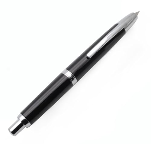 JINHAO 10 Presse Füllfederhalter Hinziehbarer Metallstift (F Feder 0,5 mm, Hellschwarz) von czxwyst