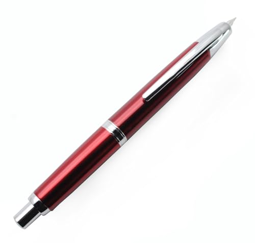 JINHAO 10 Presse Füllfederhalter Hinziehbarer Metallstift (F Feder 0,5 mm, Rot) von czxwyst