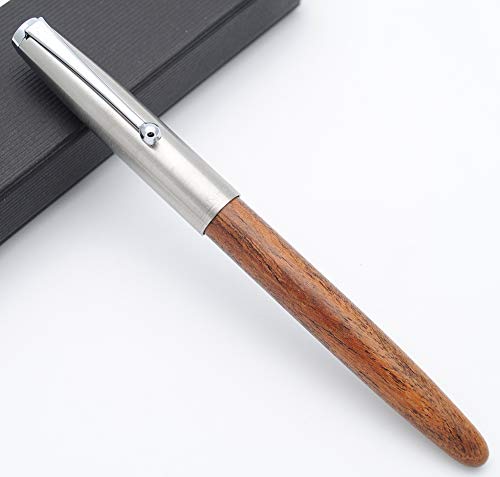 JINHAO 51A Füllfederhalter aus Holz Stahlkappe (Pfirsichholz, EF Feder 0,38 mm) von czxwyst