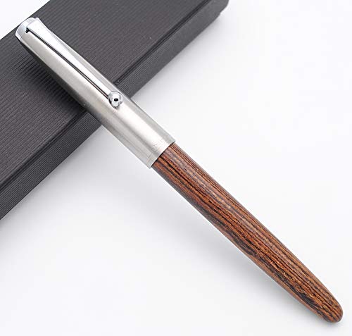 JINHAO 51A Füllfederhalter aus Holz Stahlkappe (Tiger Wood, EF Feder 0,38 mm) von czxwyst
