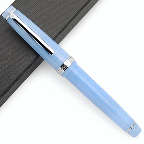 JINHAO 82 Acryl Füllfederhalter mit Iridium Feder (Feine Feder, Transparent Hellblau mit Silbernem Clip) von czxwyst