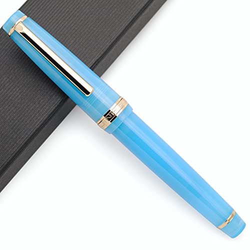 JINHAO 82 Acryl Füllfederhalter mit Iridium Feder (Feine Feder, Transparent Ocean Blau mit Gold Clip) von czxwyst