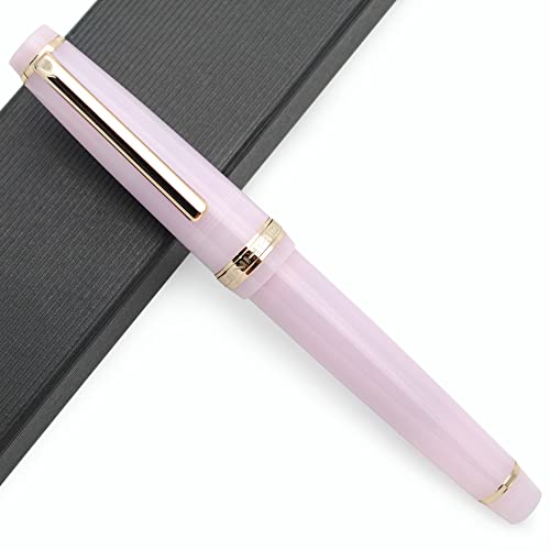 JINHAO 82 Acryl Füllfederhalter mit Iridium Feder (Feine Feder, Transparent Pink mit Gold Clip) von czxwyst