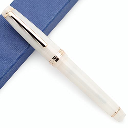 JINHAO 82 Acryl Füllfederhalter mit Iridium Feder (Feine Feder, Transparent Weiß mit Gold Clip) von czxwyst