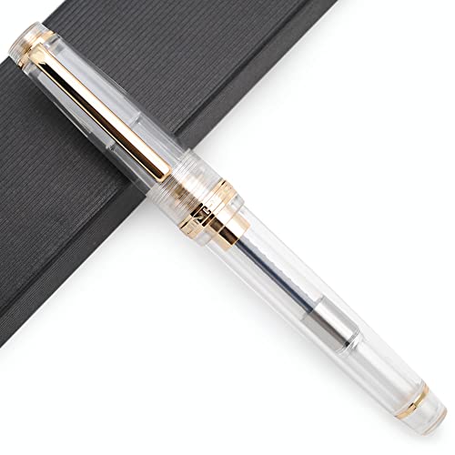 JINHAO 82 Acryl Füllfederhalter mit Iridium Feder (Feine Feder, Transparent mit Gold Clip) von czxwyst