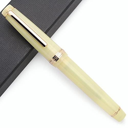 JINHAO 82 Acryl Füllfederhalter mit Iridium Feder (Feine Feder, Transparente Gans Gelb mit Gold Clip) von czxwyst