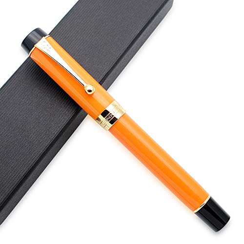 JINHAO Century Tofu 100 18KGP Füllfederhalter aus vergoldetem Harz (Orange, Mittlere Feder) von czxwyst