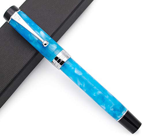 JINHAO Century Tofu 100 18KGP Füllfederhalter aus vergoldetem Harz (Ozeanblau, Mittlere Feder) von czxwyst