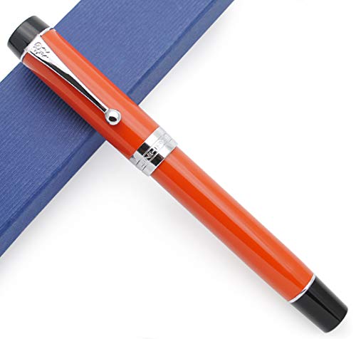 JINHAO Century Tofu 100 18KGP Füllfederhalter aus vergoldetem Harz (Rot mit Silber Clip, Mittlere Feder) von czxwyst