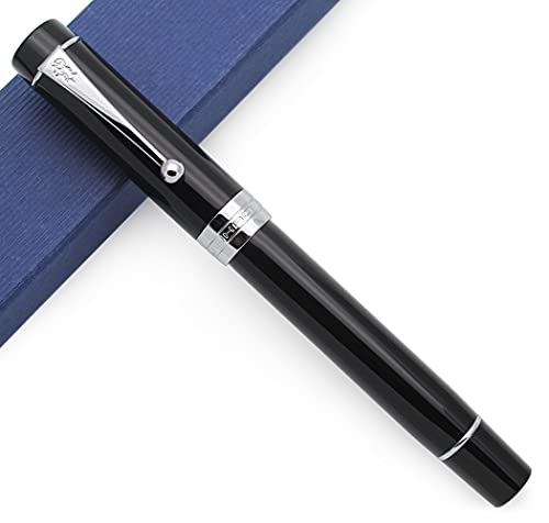 JINHAO Century Tofu 100 18KGP Füllfederhalter aus vergoldetem Harz (Schwarz mit Silberner Cilp, Mittlere Feder) von czxwyst