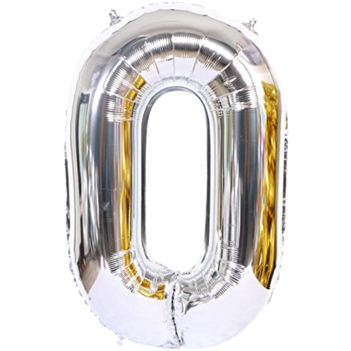 D2D | Party Balloon Zahl 0 XL in Silber - Größe 80 cm - Folienballon - Zahlenballon - Geburtstagsdeko - Helium Ballon von d2d-needs