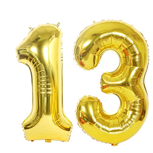 D2D | Party Balloon Zahl 13 XL in Gold - Größe: 80 cm - Folienballons - Zahlenballons - Geburtstagdeko - Helium Ballons von d2d-needs