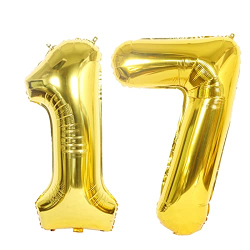 D2D | Party Balloon Zahl 17 XL in Gold - Größe: 80 cm - Folienballons - Zahlenballons - Geburtstagdeko - Helium Ballons von d2d-needs