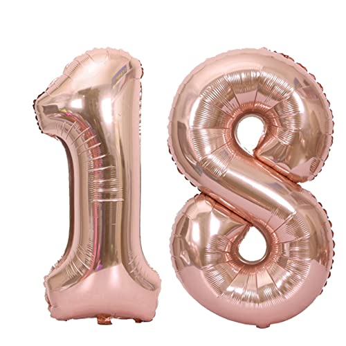 D2D | Party Balloon Zahl 18 XXL in Rosé - Größe: 100 cm - Folienballons - Geburtstagdeko - Zahlenballons - Helium Ballons von d2d-needs
