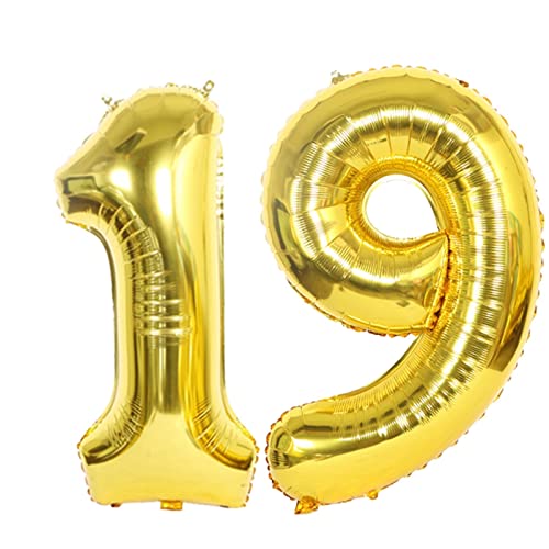 D2D | Party Balloon Zahl 19 XL in Gold - Größe: 80 cm - Folienballons - Zahlenballons - Geburtstagdeko - Helium Ballons von d2d-needs