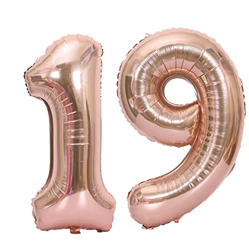 D2D | Party Balloon Zahl 19 XL in Rosé - Größe: 80 cm - Folienballons - Geburtstagdeko - Zahlenballons - Helium Ballons von d2d-needs