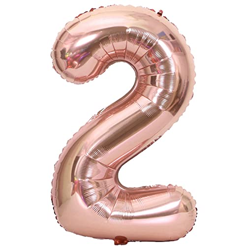D2D | Party Balloon Zahl 2 XL in Rosé - Größe 80 cm - Folienballon - Zahlenballon - Geburtstagsdeko - Helium Ballon von d2d-needs