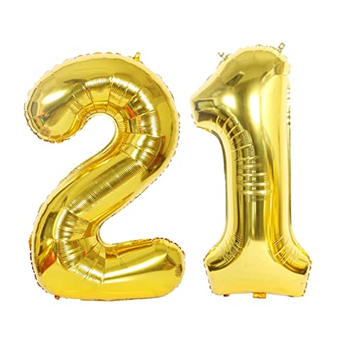 D2D | Party Balloon Zahl 21 XL in Gold - Größe: 80 cm - Folienballons - Zahlenballons - Geburtstagdeko - Helium Ballons von d2d-needs