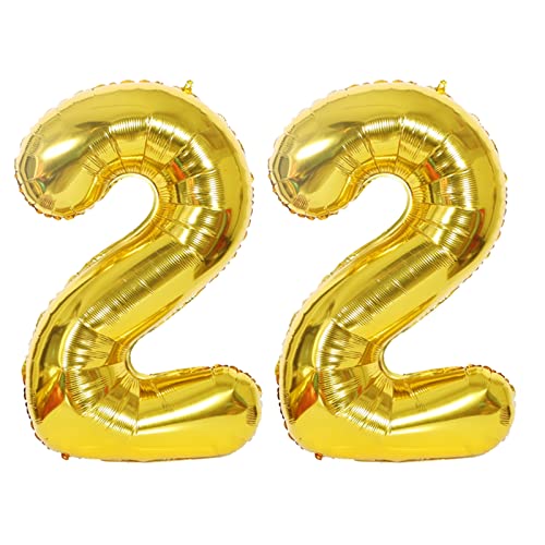 D2D | Party Balloon Zahl 22 XXL in Gold - Größe: 100 cm - Folienballons - Zahlenballons - Geburtstagdeko - Helium Ballons von d2d-needs