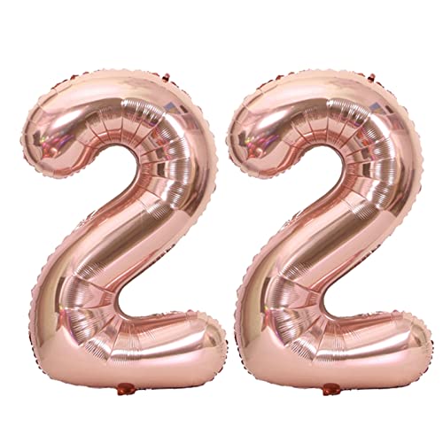 D2D | Party Balloon Zahl 22 XXL in Rosé - Größe: 100 cm - Folienballons - Geburtstagdeko - Zahlenballons - Helium Ballons von d2d-needs