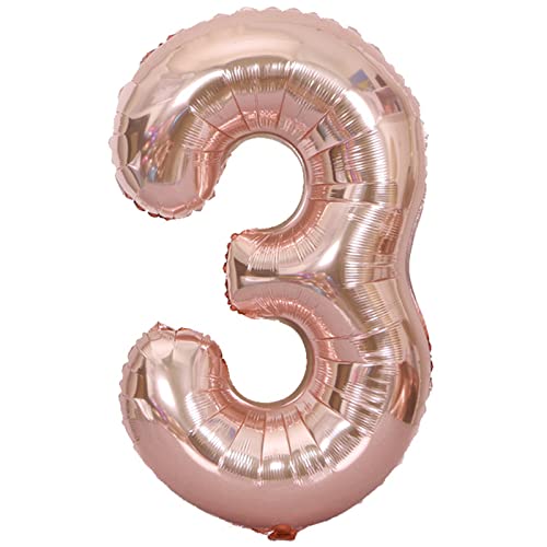 D2D | Party Balloon Zahl 3 XL in Rosé - Größe 80 cm - Folienballon - Zahlenballon - Geburtstagsdeko - Helium Ballon von d2d-needs
