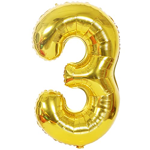 D2D | Party Balloon Zahl 3 XXL in Gold - Größe 100 cm - Folienballon - Zahlenballon - Geburtstagsdeko - Helium Ballon von d2d-needs