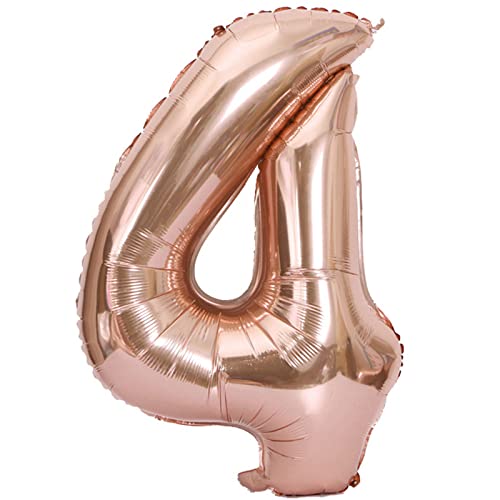 D2D | Party Balloon Zahl 4 XXL in Rosé - Größe 100 cm - Folienballon - Zahlenballon - Geburtstagsdeko - Helium Ballon von d2d-needs