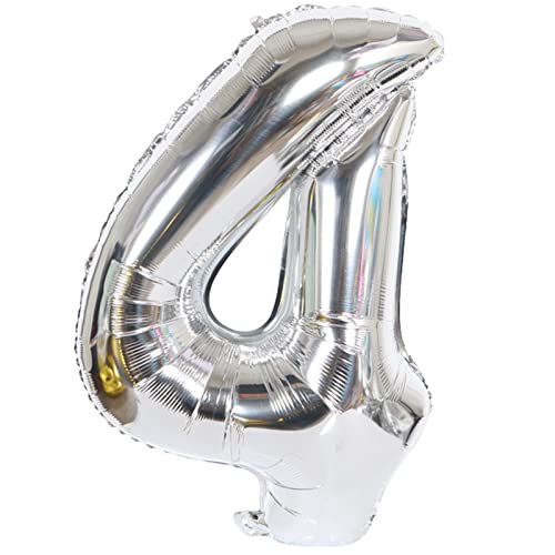 D2D | Party Balloon Zahl 4 XXL in Silber - Größe 100 cm - Folienballon - Zahlenballon - Geburtstagsdeko - Helium Ballon von d2d-needs