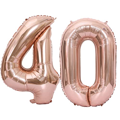 D2D | Party Balloon Zahl 40 XXL in Rosé - Größe: 100 cm - Folienballons - Geburtstagdeko - Zahlenballons - Rubinhochzeit - Helium Ballons von d2d-needs