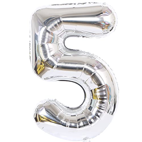 D2D | Party Balloon Zahl 5 XL in Silber - Größe 80 cm - Folienballon - Zahlenballon - Geburtstagsdeko - Helium Ballon von d2d-needs